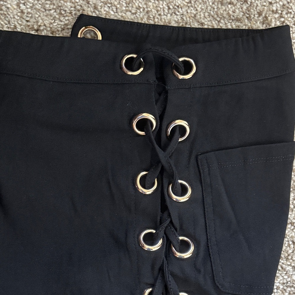 Fashion Nova Black Lace-Up Women's Pants - Picture 3 of 5